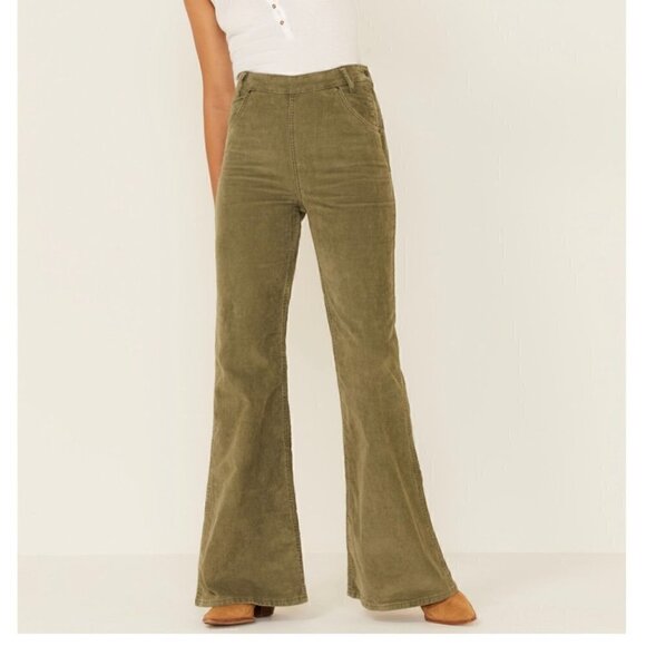 Lee Vintage Modern Corduroy High Rise Flare Jeans Green - Picture 2 of 7
